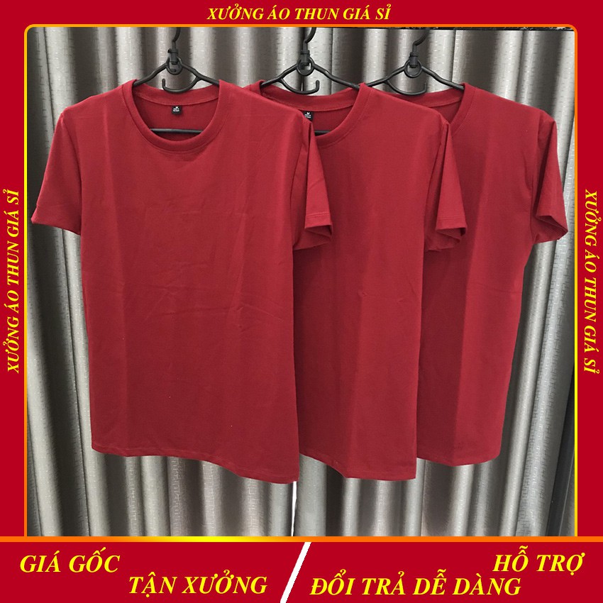 Áo Thun Nam | Áo Phông Trơn Cổ Tròn Màu Đỏ Đô