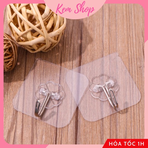 Set 10 móc dán tường trong suốt chịu lực siêu dính treo tường chắc chắn kích thước 6*6cm - Kem Shop K153