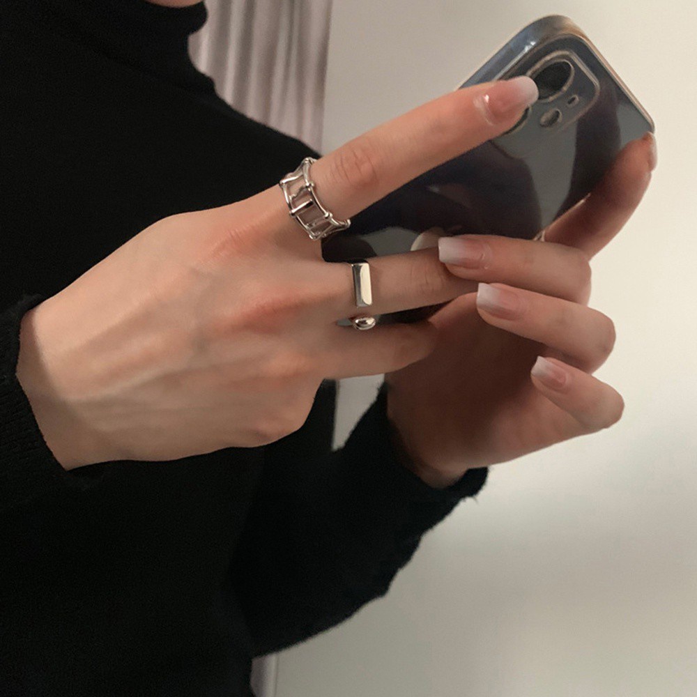 Nhẫn Dạng Dây Xích Hở Màu Sắc Cá Tính Phong Cách Harajuku Cho Nữ