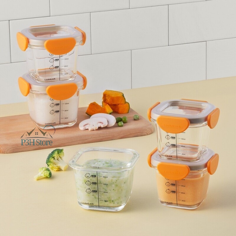 Hộp thủy tinh Lock&amp;Lock Baby Food Container dùng đựng thức ăn cho bé LLG820S3 LLG414S3 LLG508S3 LLG812 LLG510S3 LLG161S3