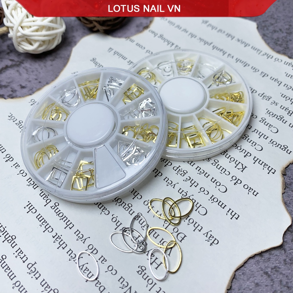 Set phụ kiện charm trang trí móng Hàn Quốc khay tròn