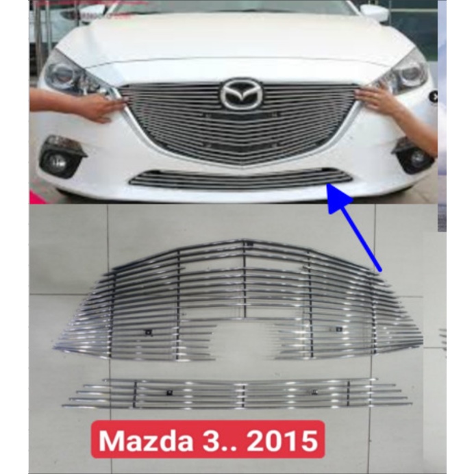 Ốp Mặt Calang Xe Mazda 3 2015-2018 Hàng Inox 304 Sáng Bóng Cao Cấp
