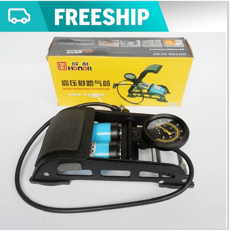 Bơm Đạp Chân Đa Năng Mini Cho Ô Tô Xe Máy 2 Xilanh Nhập Khẩu Và Phân Phối Bởi HONOR,Bơm 2 Ống Tiện Lợi