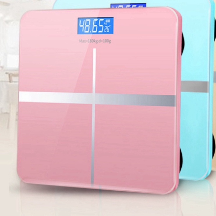Cân Điện Tử Sức Khỏe Hình Chữ Thập Mặt Kính Cường Lực, Màn Hình LED Sạc Được Pin