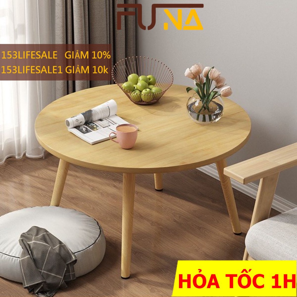 Bàn tròn bệt có 4 chân gỗ, kích thước lớn 70x70cm, 80x80cm, dùng học tập làm việc và bàn ăn bệt