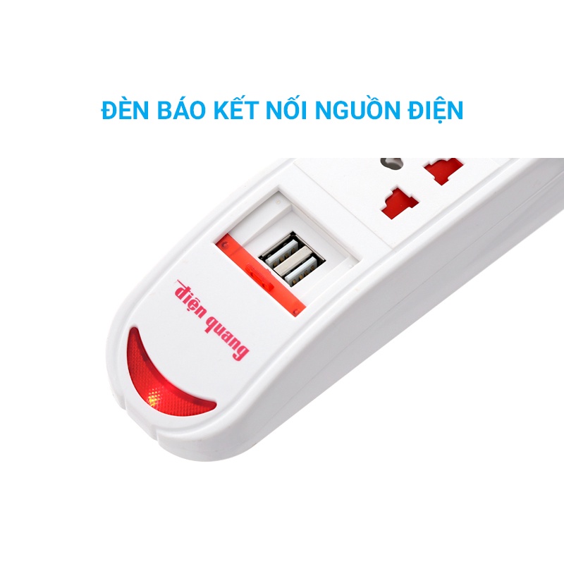 Ổ cắm Điện Quang 3 lỗ 3 chấu ĐQESK2W DBW103USB - bảo hành 12 tháng, điện áp 250V
