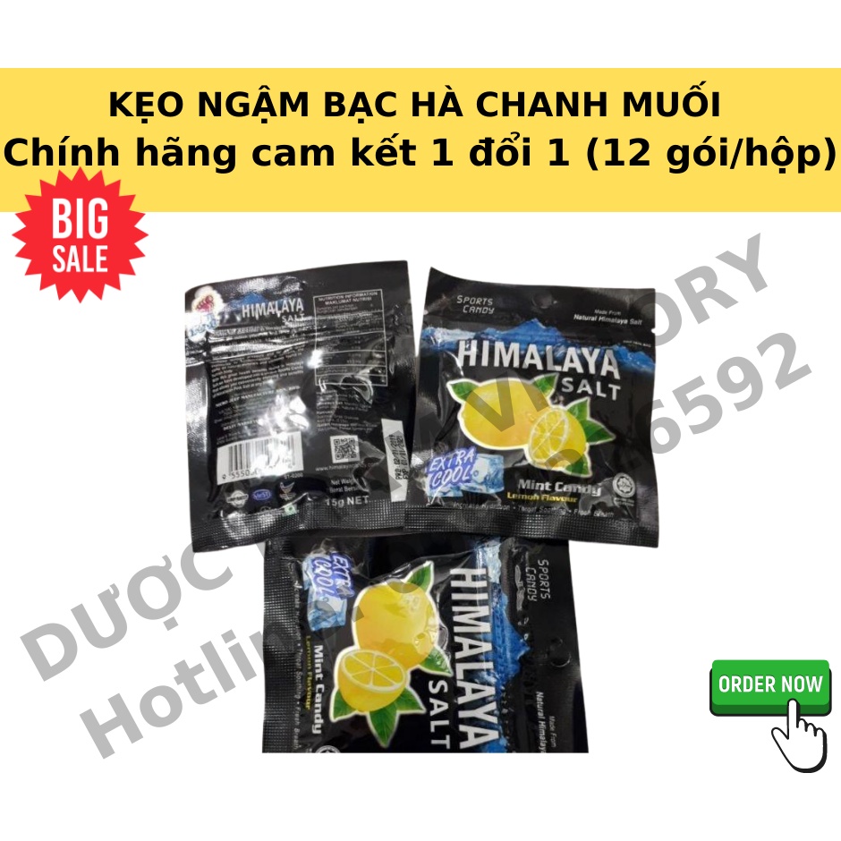 [ship nhanh]Kẹo ngậm bạc hà chanh muối the mát Himalaya Salt (gói 15g*12 gói) (Cam kết chính hãng 100% 1 đổi 1)