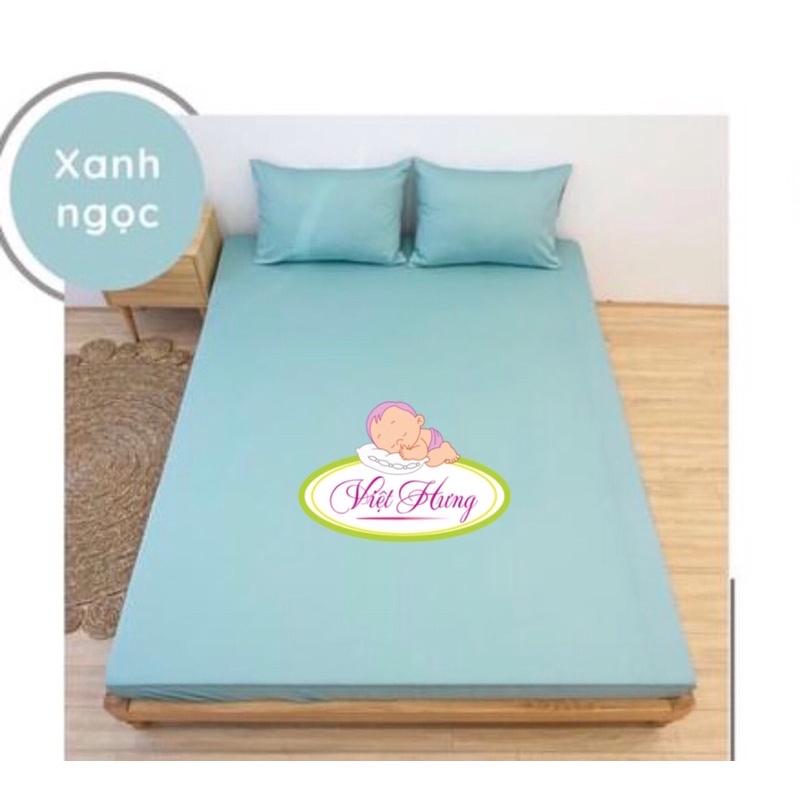 Ga Drap chống thấm cotton lụa Mỹ mầu trơn kem, xanh lá, hồng, xanh min chống thấm 100% không nóng, không sột soạt.