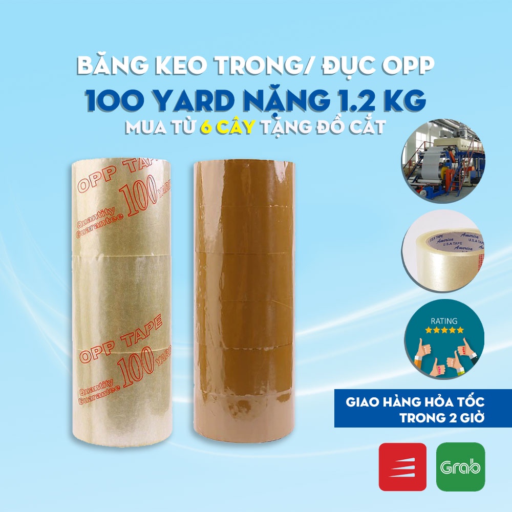 Băng Keo Trong, BK Đục 100 Yard 1.2Kg Đóng Gói Dán Hàng