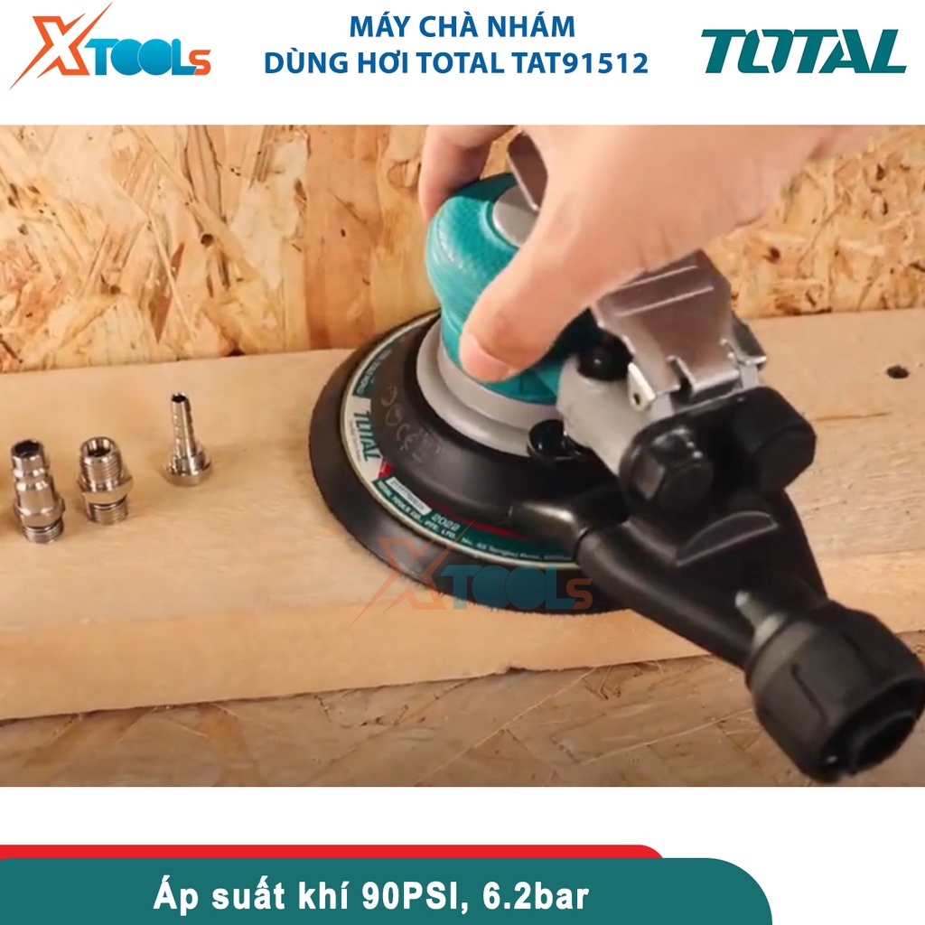 Máy chà nhám 6&quot;/150mm Total TAT91512, máy chà nhám dùng hơi, đầu hút pt 1/4inch tốc độ không tải 10500-CHÍNH HÃNG-XTOOLS