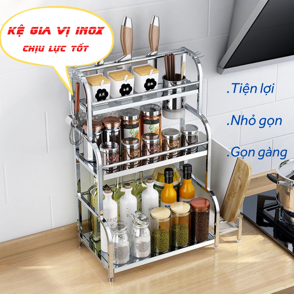 Kệ gia vị inox sơn tĩnh điện chống rỉ cao cấp có hai loại thiết kế tiện nghi sang trọng ATILA SHOP