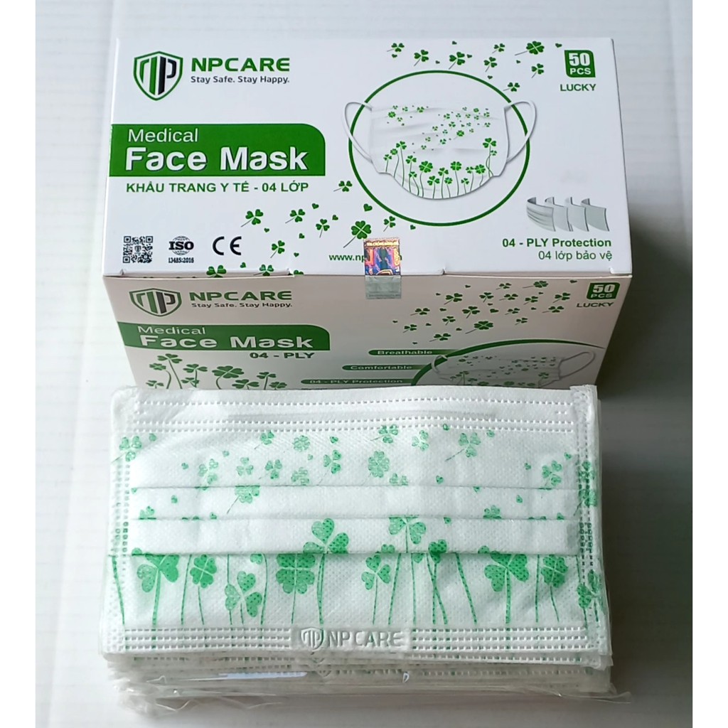 [họa tiết 4 lớp] Khẩu trang y tế 4 lớp cao cấp lọc khuẩn 95% NP Care face mask đạt tiêu chuẩn ISO 13485:2016