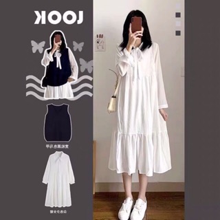 Baby doll trắng cổ nơ, có kèm ghile