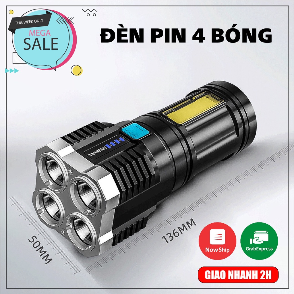 Đèn Pin 4 Bóng, Loại cầm tay chắc chắn, bền bỉ