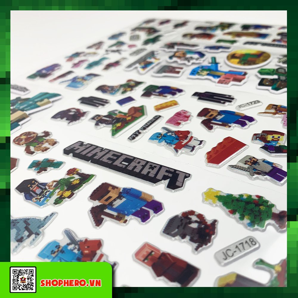 Sticker Minecraft 15 hình dán (chọn ngẫu nhiên)