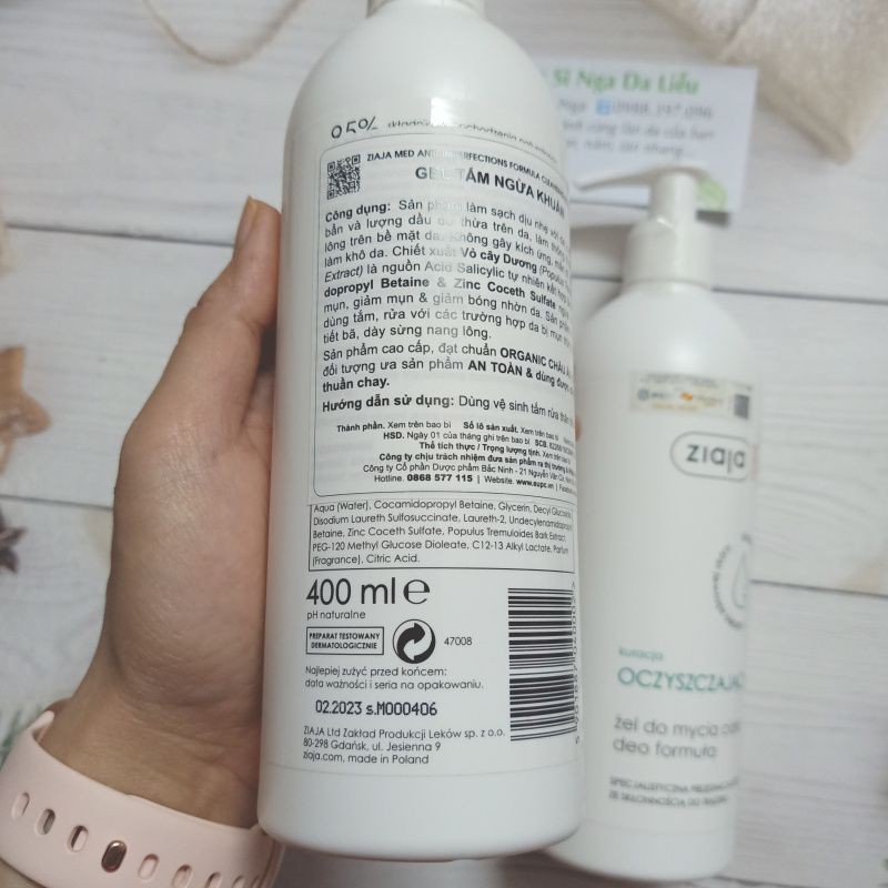✔️  Sữa Tắm Kháng Khuẩn Giảm Viêm Ngừa Mụn Toàn Thân Ziaja Med Antybalteryjna