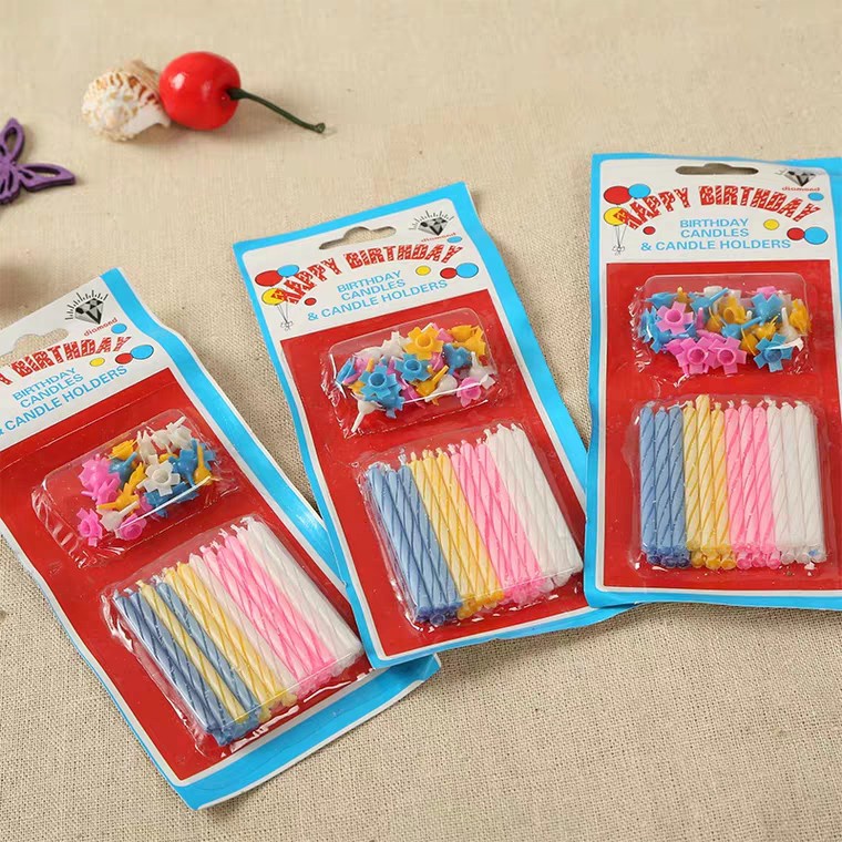 Sỉ 1 hộp 24 vỉ nến sinh nhật trang trí bánh kem, bánh gato