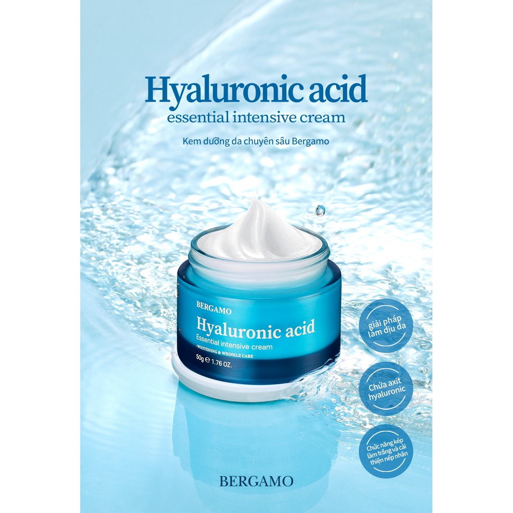 Kem dưỡng da chuyên sâu Bergamo Hyaluronic Acid Essential Intensive Cream 50g
