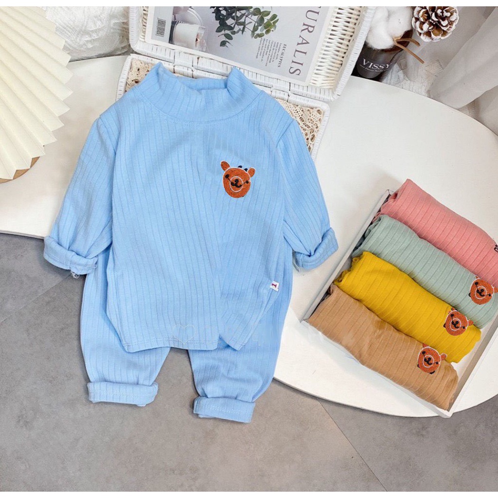 Bộ len gân Minky Mom cổ lọ 3 phân cho bé [Chất Cực Đẹp] bộ minky mom dài tay thun gân đũa cổ cao 3cm bé trai bé gái