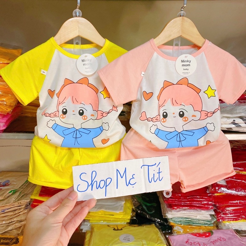 (ẢNH THẬT) Bộ cotton in hình bé gái xinh xắn ❤️