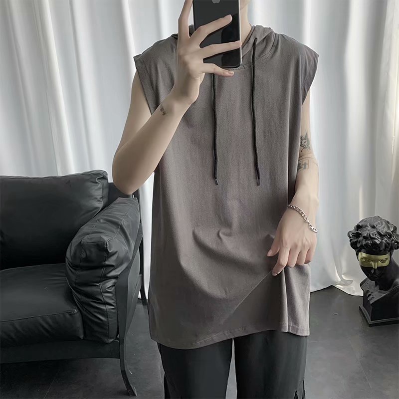 Áo hoodie sát nách dáng rộng kiểu Hàn Quốc cá tính cho nam