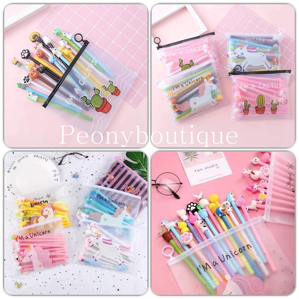 Set 20 chiếc bút nước mực đen túi unicorn SIÊU HOT