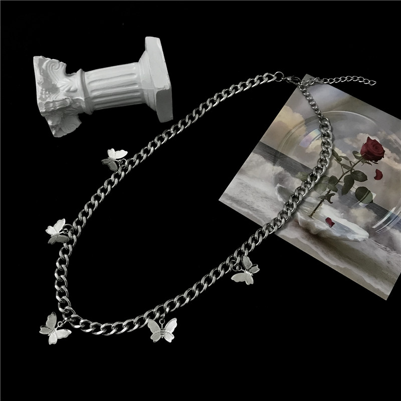 Dây Chuyền Thép Titan 22388 Mặt Hình Bướm Phong Cách Hàn Quốc Xinh Xắn Dễ Phối Đồ