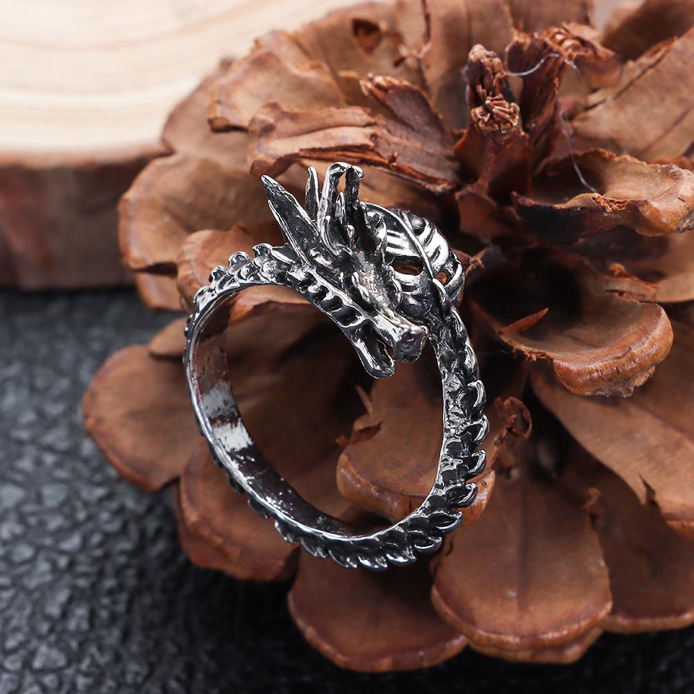 Nhẫn Hình Rồng Phong Cách Punk Gothic Cổ Điển Có Thể Điều Chỉnh Kích Cỡ Dành Cho Nam