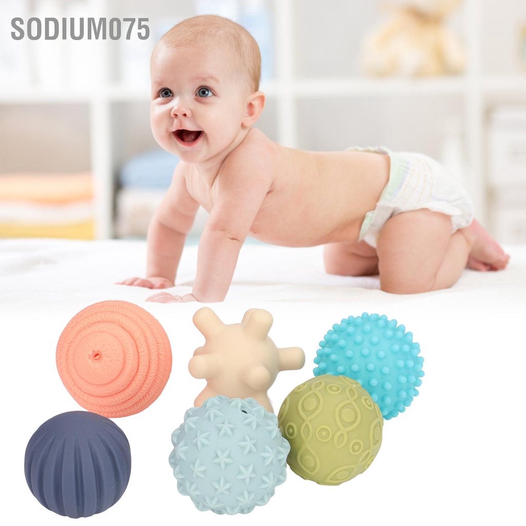 Sodium075 6 cái Bé Có Kết Cấu Cảm Giác Bộ Bóng Trẻ Em Di Động Mềm Nhiều Màu Bóp Đồ Chơi Tháng