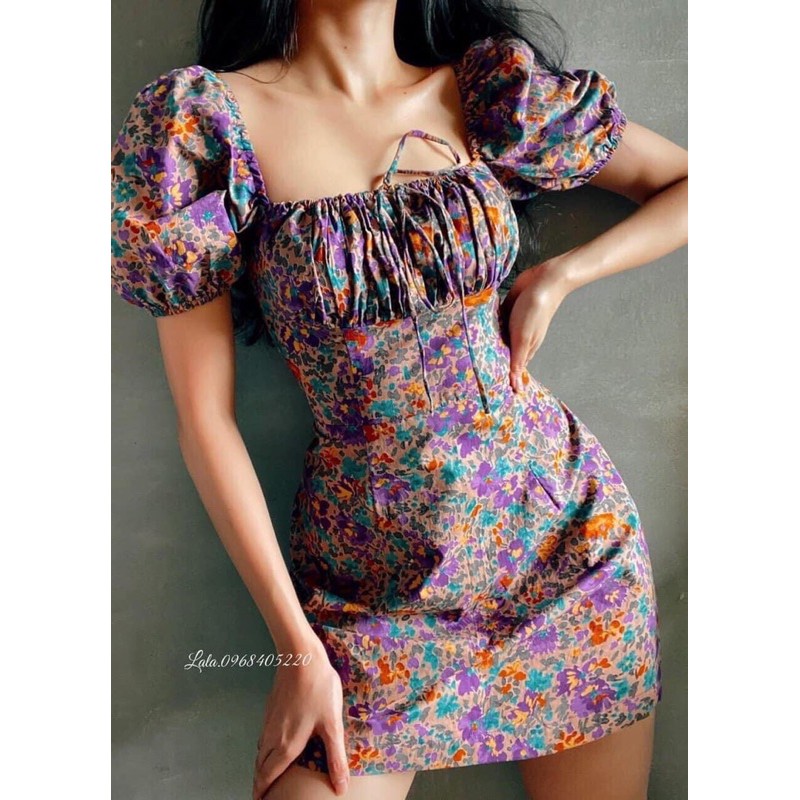 [Siêu Hot] Váy Hoa Tím Body Bèo Ngực, Đầm Nữ Dáng Ôm Siêu Xinh Có Ảnh Thật Kèm Video | BigBuy360 - bigbuy360.vn