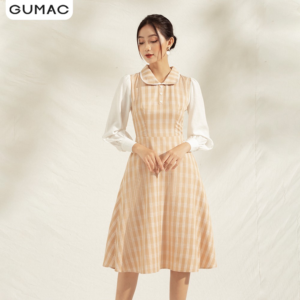 [Mã MABR07062 giảm 8% tối đa 50K đơn từ 249K] Đầm nữ caro phối tay DA1190 GUMAC | BigBuy360 - bigbuy360.vn