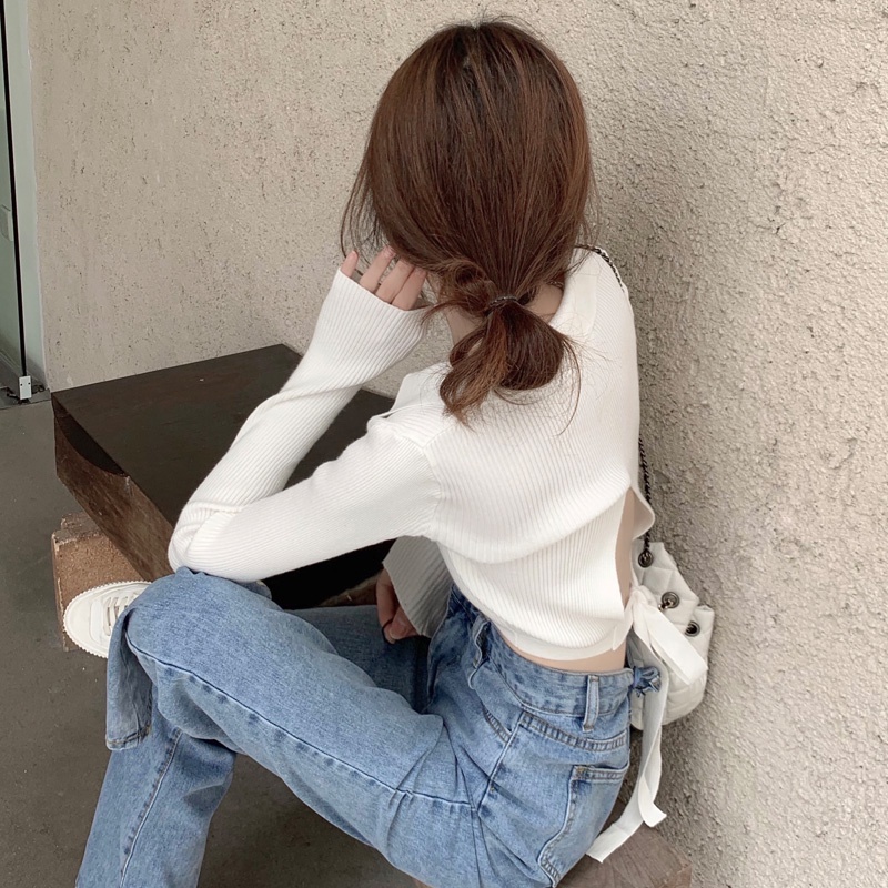 Áo Thun Dệt Kim Ngắn Tay Cổ Chữ V Thời Trang Hàn Quốc Dành Cho Nữ