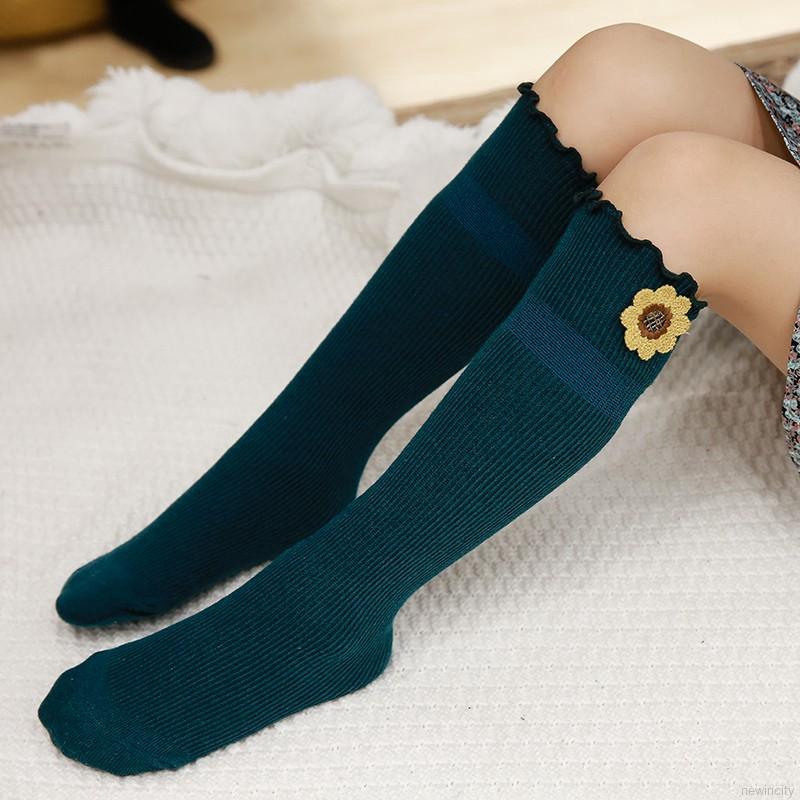 Vớ dài đến đầu gối xếp nếp phong cách Hàn Quốc cho bé gái