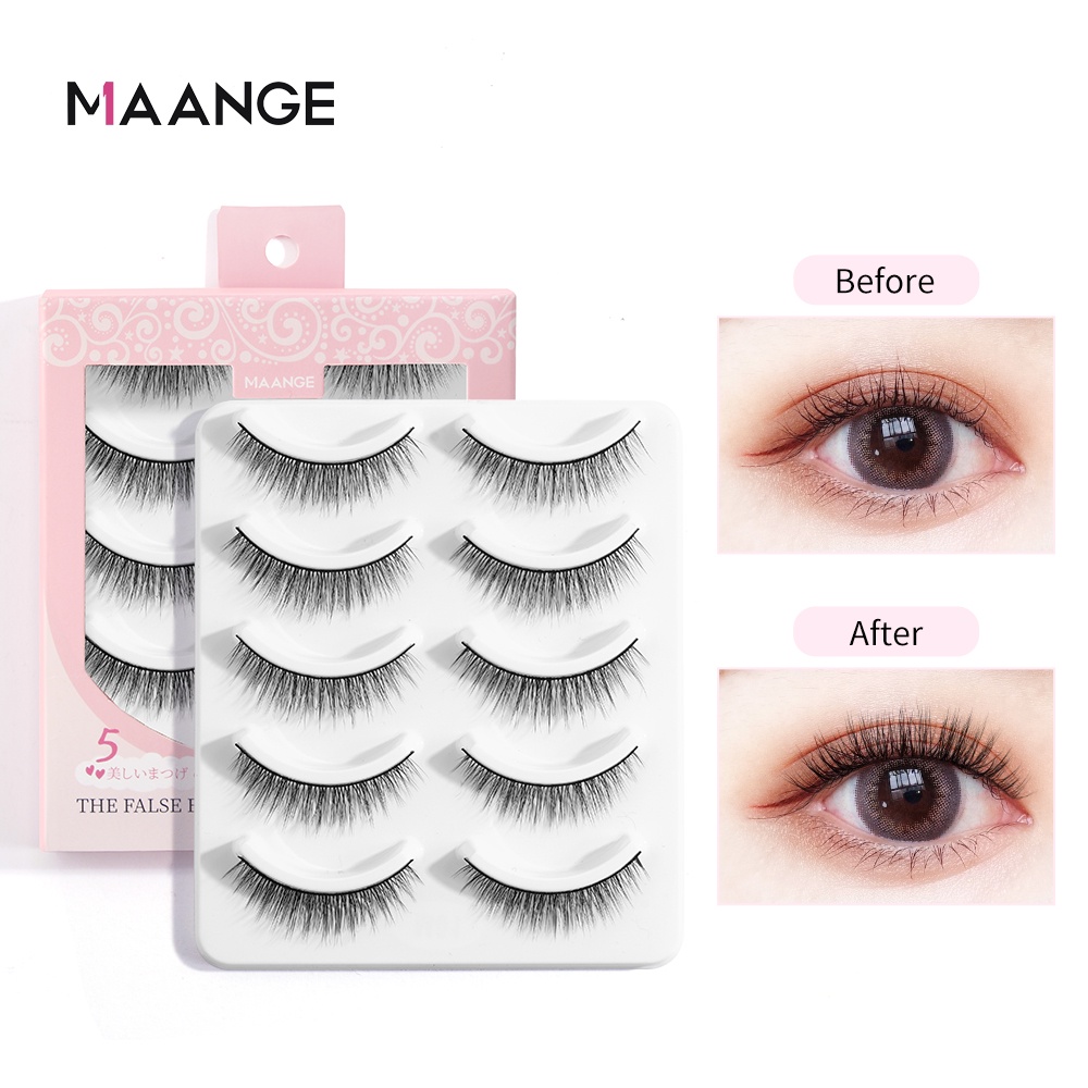Hộp 5 cặp lông mi giả MAGEFY dạng cong tự nhiên dành cho làm đẹp