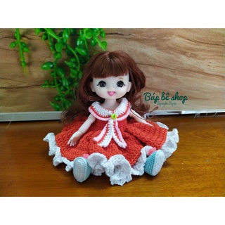 Váy đầm xòe có nơ cho búp bê 1/8, búp bê Baboliy 16cm