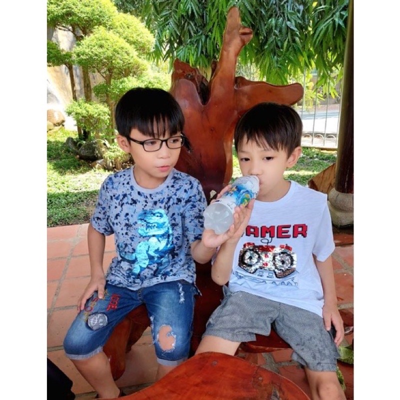 ÁO THUN COTTON KIM SA VUỐT ĐỔI MÀU CỰC CUTE CHO BÉ