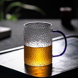 Ly thủy tinh 305ml vân dập có tay cầm