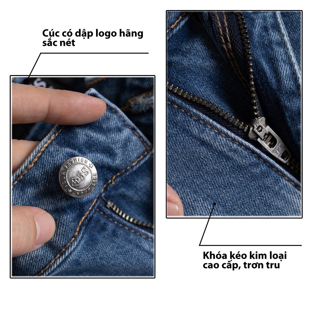 Quần Jean Nam 5S Màu Xanh, Phom Ôm, Trẻ Trung, Thanh Lịch, Co Giãn Tốt | BigBuy360 - bigbuy360.vn