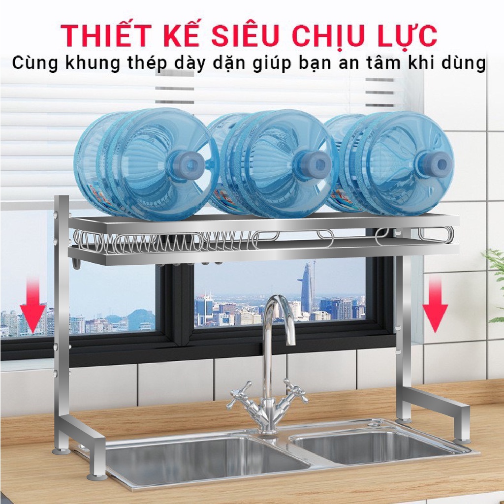 Kệ đựng chén bát đa năng FOODCOM Chất liệu INOX cao cấp, giá để bát 1 tầng tiết kiệm không gian gia đình