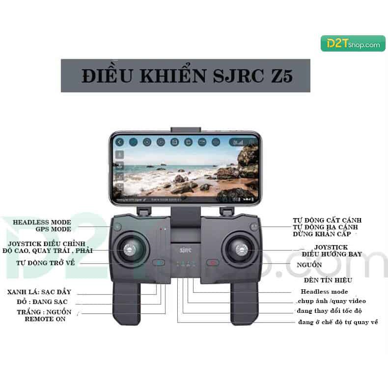 Flycam SJRC Z5 GPS Camera 1080P/25fps Xoay Góc 90 Bay 600m