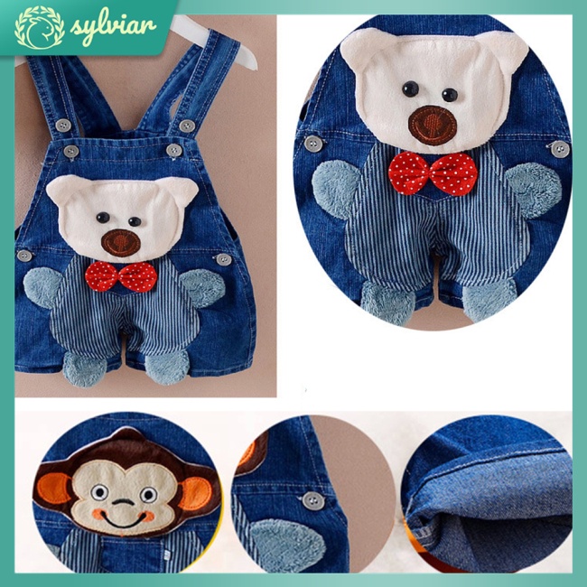 Quần Yếm Jeans In Hình Hoạt Hình Dễ Thương Dành Cho Trẻ Nhỏ