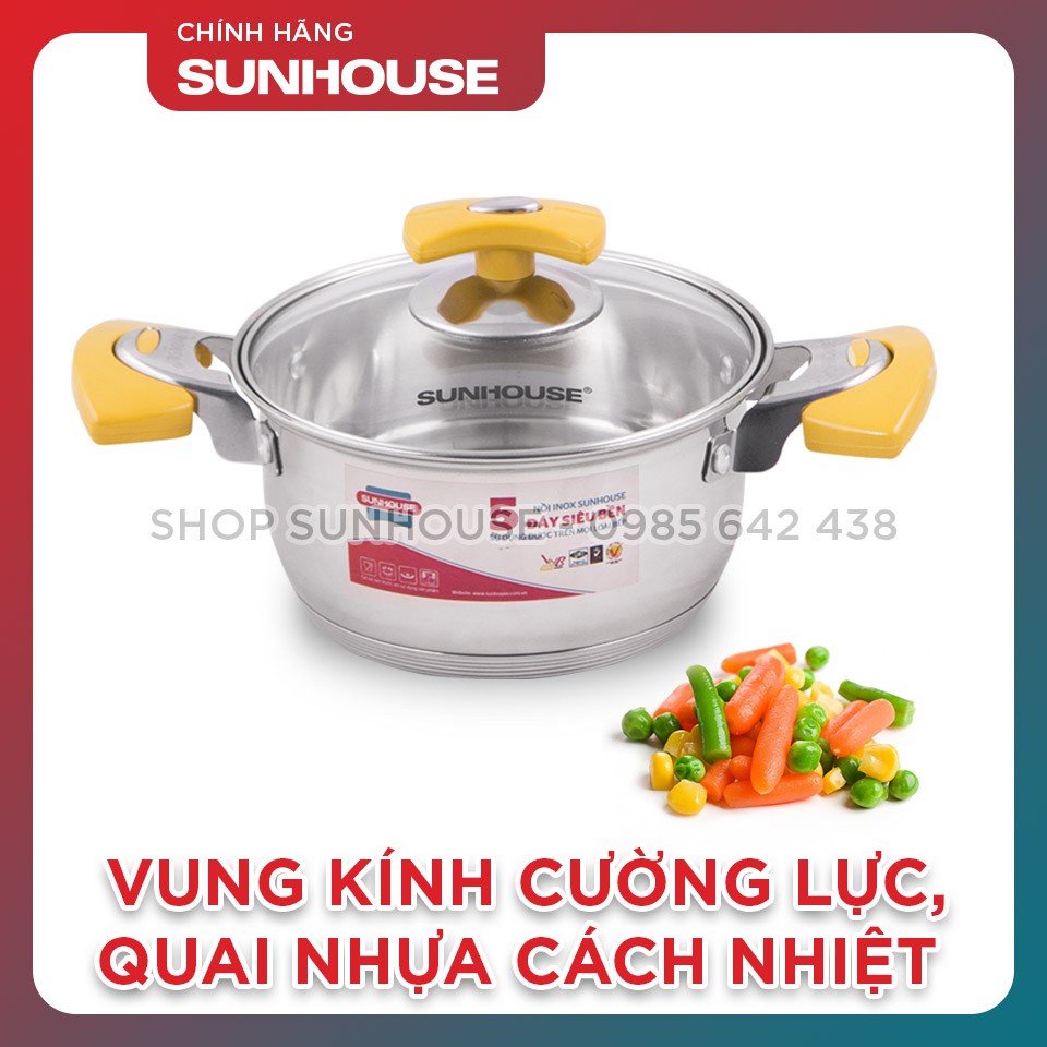 Bộ nồi inox 5 đáy SUNHOUSE SH787 dùng được bếp từ