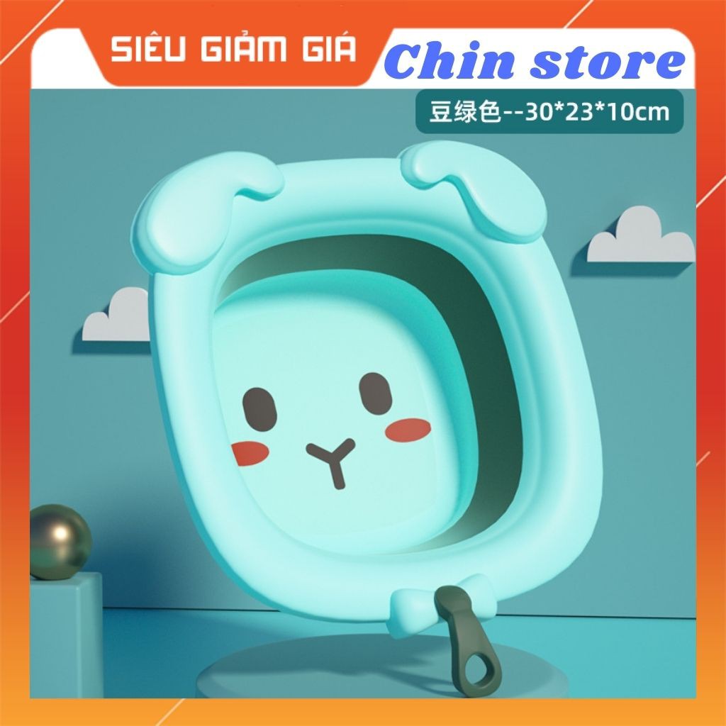 Chậu rửa mặt silicon gấp gọn đa năng cho bé hình con gấu 10*30*23 cm 9 (gồm hai khăn mặt cho bé)