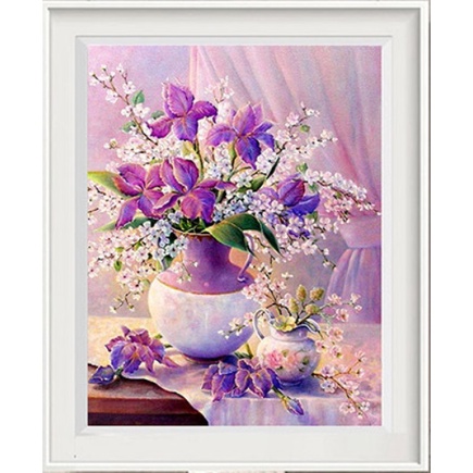 tranh thêu chữ thập bình hoa HH0818 (54*67)cm