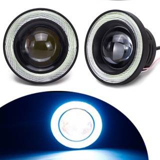 Bộ 02 Đèn Led Cob Ô Tô ( ánh sáng trắng, viền tròn đỏ,, xanh dương)