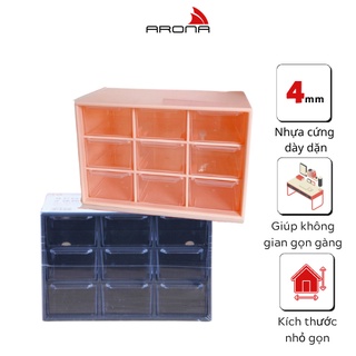Hộp nhựa 9 ngăn, tủ đựng đồ, hộp nhựa mini để bàn, tủ nhựa mini để bàn