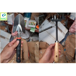COMBO CÀO ĐẤT CẦM TAY MINI ĐA NĂNG + XẺNG LÀM VƯỜN MINI LƯỠI INOX CÁN NHỰA ĐA NĂNG