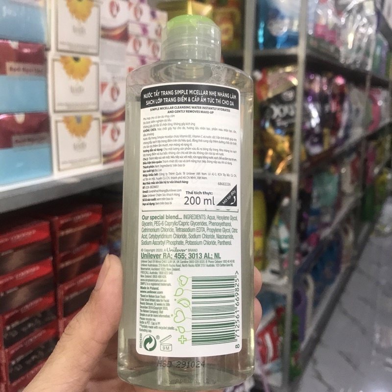 Nước Tẩy Trang Simple Micellar cleansing Water 200ml