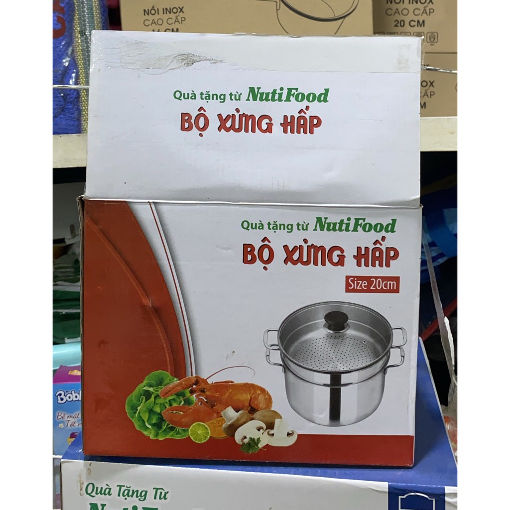 Xửng hấp inox cao cấp , Nồi lẩu kiêm hấp,Nồi hấp cách thủy 20cm - Hàng Khuyến Mãi NUTIFOOD