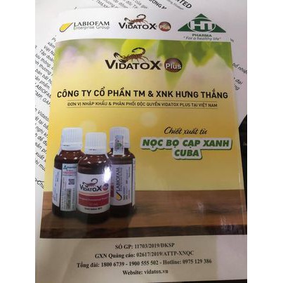 Vidatox Plus đã thay mẫu mới Vida Plus nọc bọ cạp xanh cuba chính hãng Labiofarm